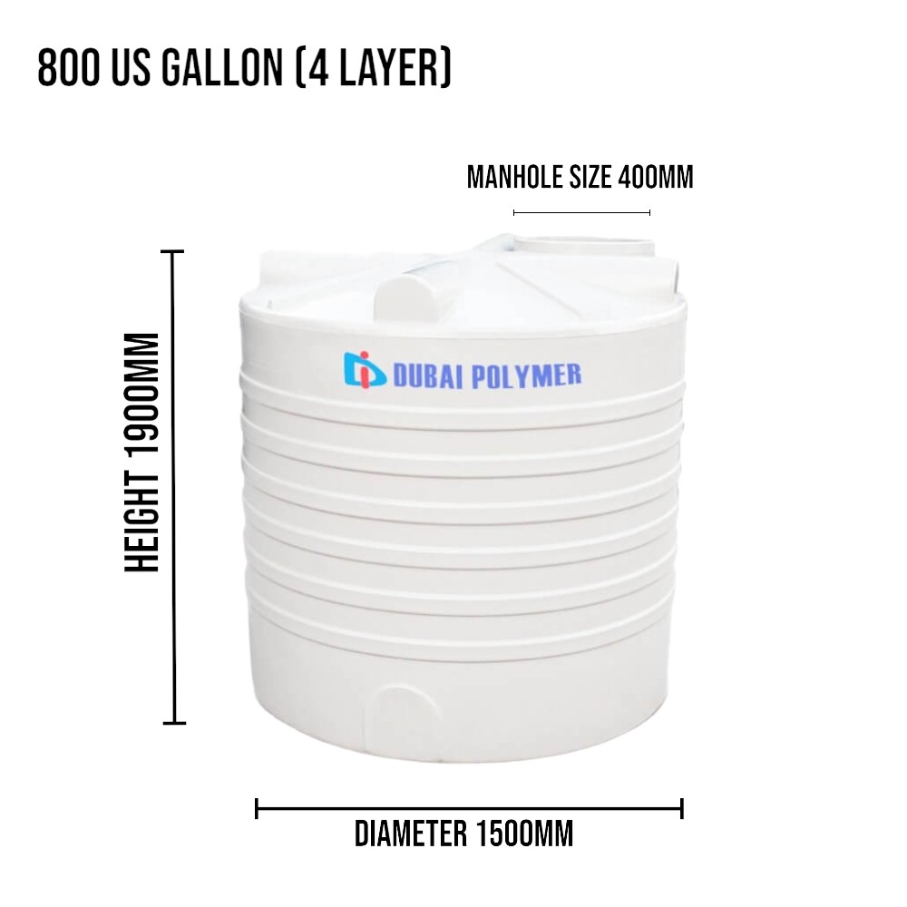 Dubai Polymer 800 Gallon 4 Layer Vertical Water Tank