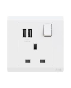 Buy ABB 1 Gang 13Amp Switch Socket Double Pole with USB, Inora BL261, White at Best Price in UAE