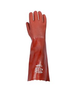 Buy قفازات فولتكس (SOP) المزدوجة من مادة (PVC) للاستخدامات الكيميائية طول (45Cm) باللون الأحمر قياس (M) و المكونة من (12Pair) زوج at Best Price in UAE