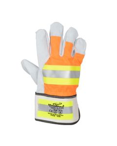 Buy Vaultex COE Single Palm Leather with reflective gloves Orange & Grey, 12Pair/Pack at Best Price in UAE