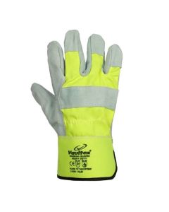 Buy Vaultex VAN Single Palm Leather gloves Yellow & Grey, 12Pair/Pack at Best Price in UAE