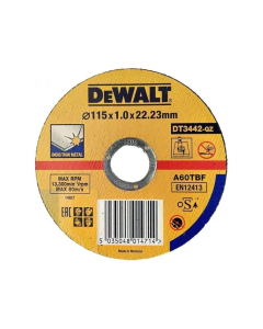 Buy قرص القص قليل السماكة (DT3442-QZ) من (Dewalt) قطر (115mm) و بسماكة (1mm) و حجم تثبيت (22.2mm) بنمط مراوح التوربو at Best Price in UAE